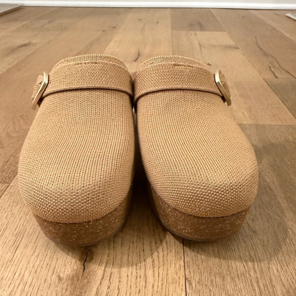 Rothy's Tan Canvas Clogs with Gold Buckle - Picture 3 of 7